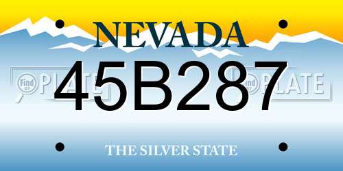 45B287 Nevada License Plate