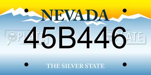 45B446 Nevada License Plate