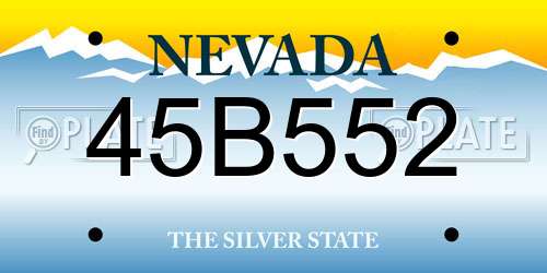 45B552 Nevada License Plate