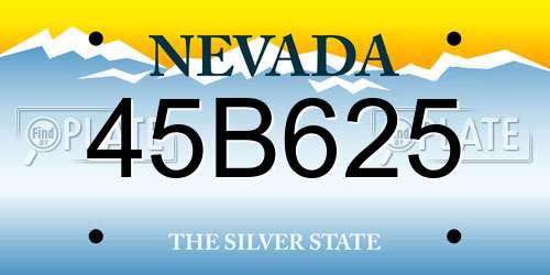 45B625 Nevada License Plate