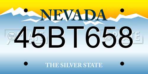 45BT658 Nevada License Plate
