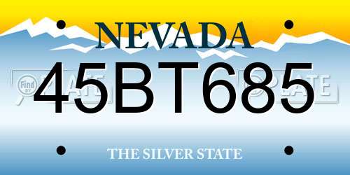 45BT685 Nevada License Plate