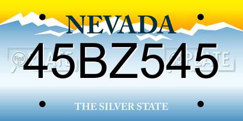 45BZ545 Nevada License Plate