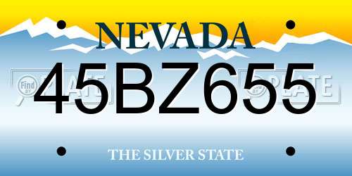 45BZ655 Nevada License Plate