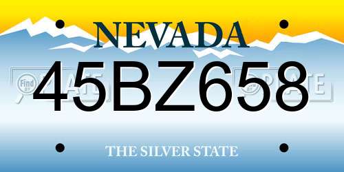 45BZ658 Nevada License Plate