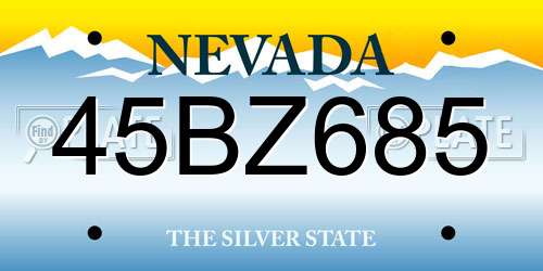 45BZ685 Nevada License Plate