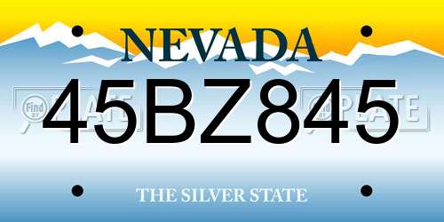 45BZ845 Nevada License Plate