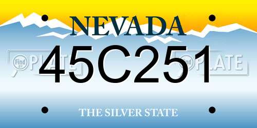 45C251 Nevada License Plate