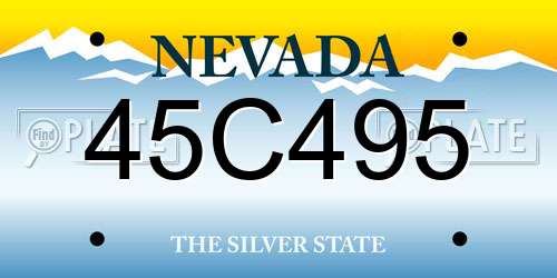45C495 Nevada License Plate