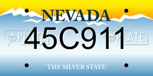 45C911 Nevada License Plate
