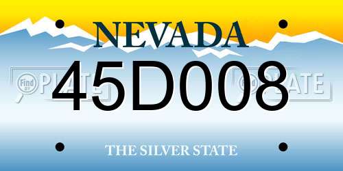 45D008 Nevada License Plate