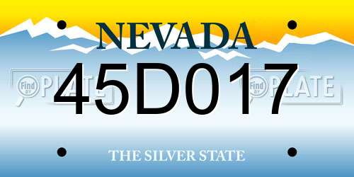45D017 Nevada License Plate