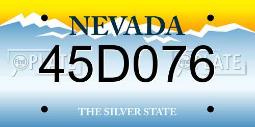 45D076 Nevada License Plate