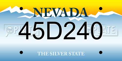 45D240 Nevada License Plate