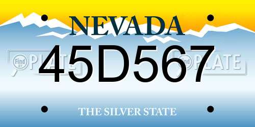 45D567 Nevada License Plate