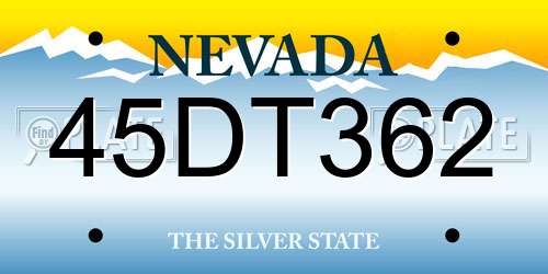 45DT362 Nevada License Plate
