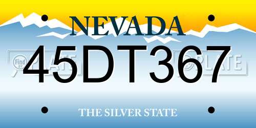 45DT367 Nevada License Plate