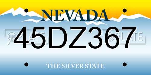 45DZ367 Nevada License Plate