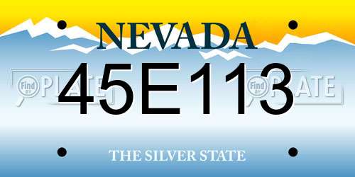 45E113 Nevada License Plate
