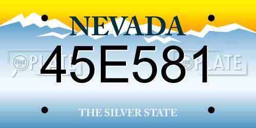 45E581 Nevada License Plate