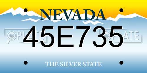 45E735 Nevada License Plate
