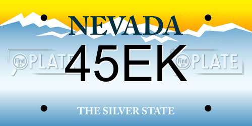 45EK Nevada License Plate