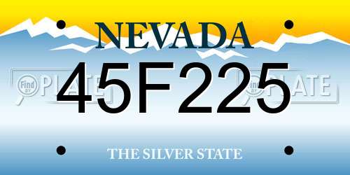 45F225 Nevada License Plate