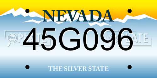 45G096 Nevada License Plate