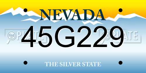 45G229 Nevada License Plate