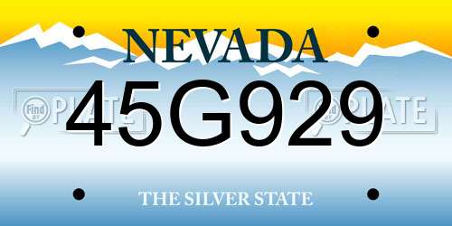 45G929 Nevada License Plate