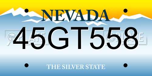 45GT558 Nevada License Plate