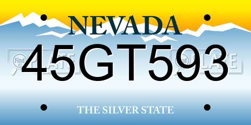 45GT593 Nevada License Plate