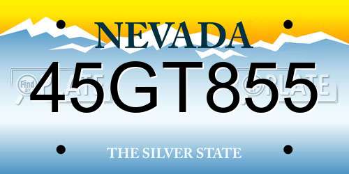 45GT855 Nevada License Plate