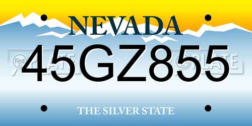 45GZ855 Nevada License Plate