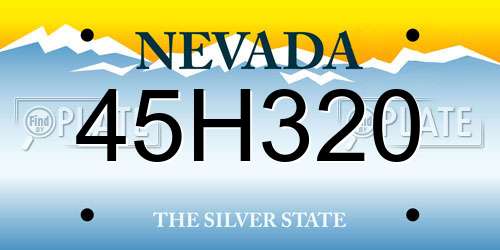 45H320 Nevada License Plate