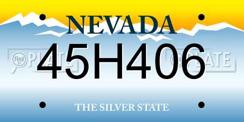 45H406 Nevada License Plate