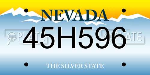 45H596 Nevada License Plate