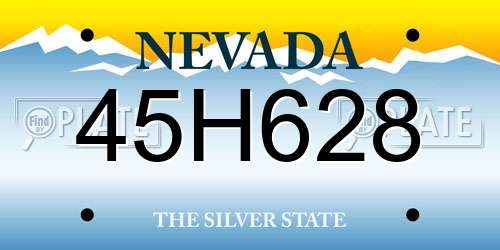 45H628 Nevada License Plate