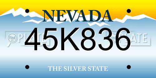 45K836 Nevada License Plate