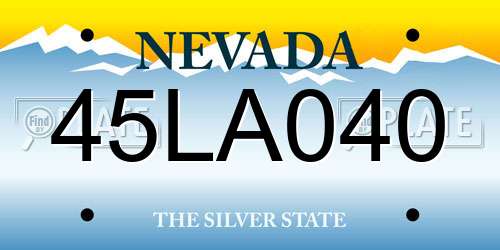 45LA040 Nevada License Plate