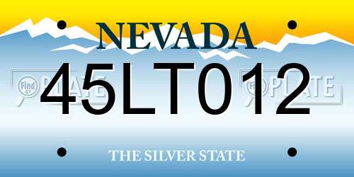 45LT012 Nevada License Plate