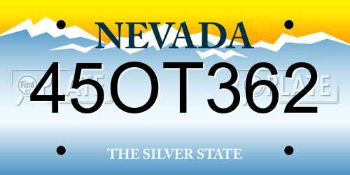 45OT362 Nevada License Plate