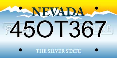 45OT367 Nevada License Plate