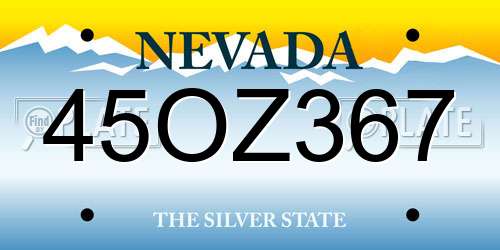 45OZ367 Nevada License Plate