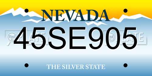 45SE905 Nevada License Plate