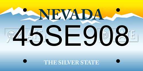 45SE908 Nevada License Plate