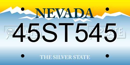 45ST545 Nevada License Plate