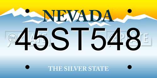 45ST548 Nevada License Plate