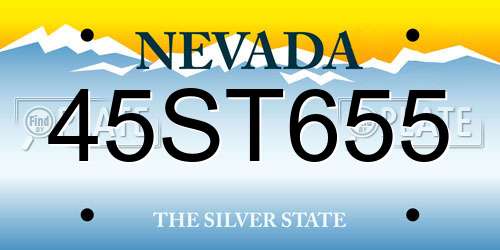 45ST655 Nevada License Plate