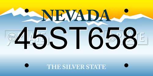 45ST658 Nevada License Plate